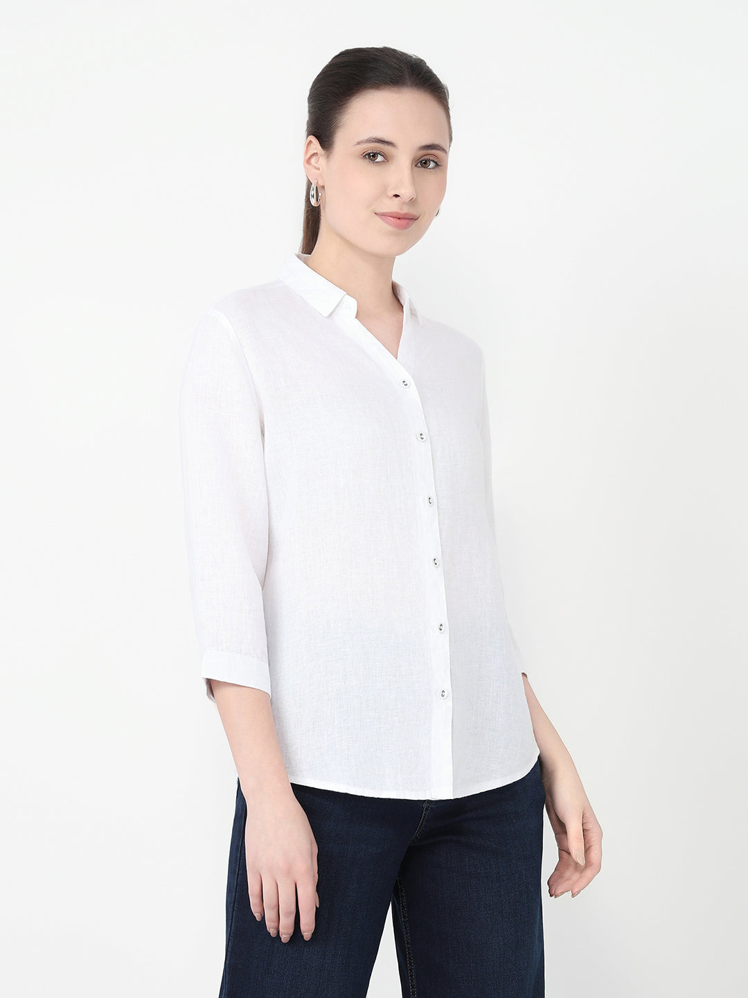 Women White Slim Fit Shirt