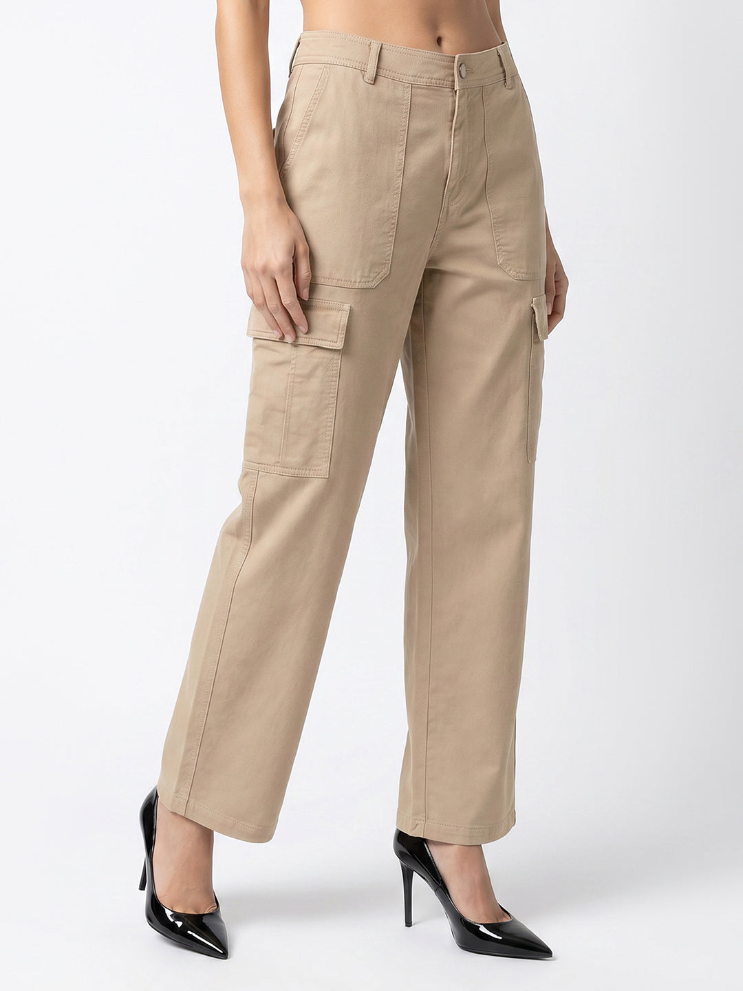 Women Beige Mid-Rise Cargo