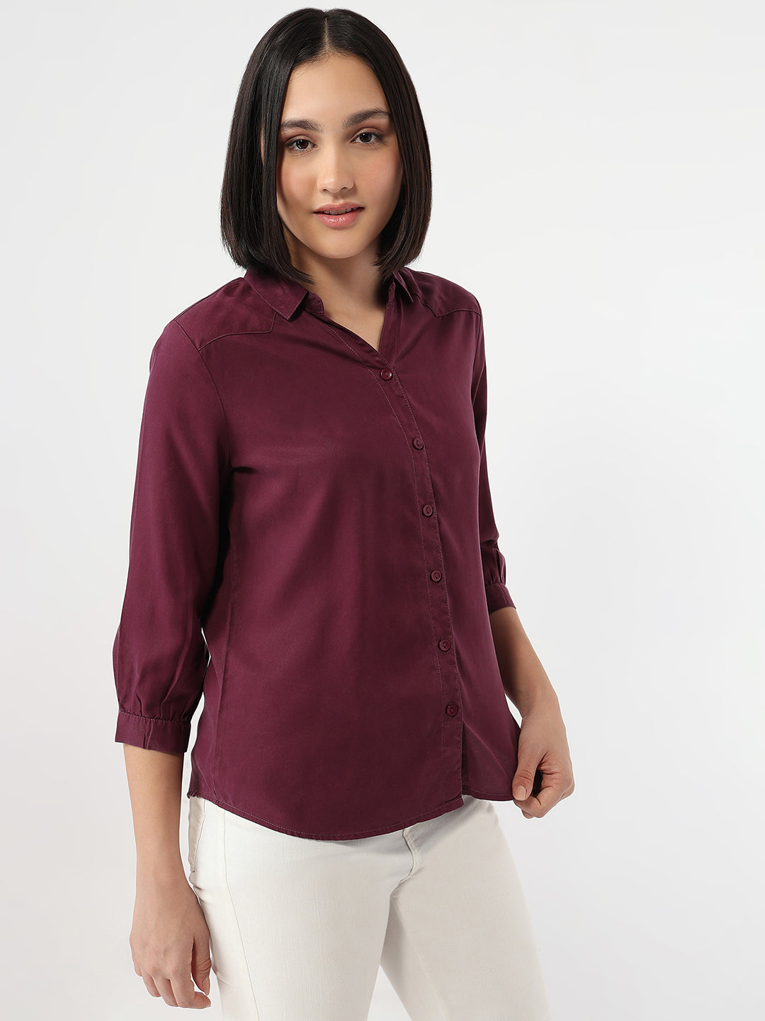Women Mauve Slim Fit Shirt