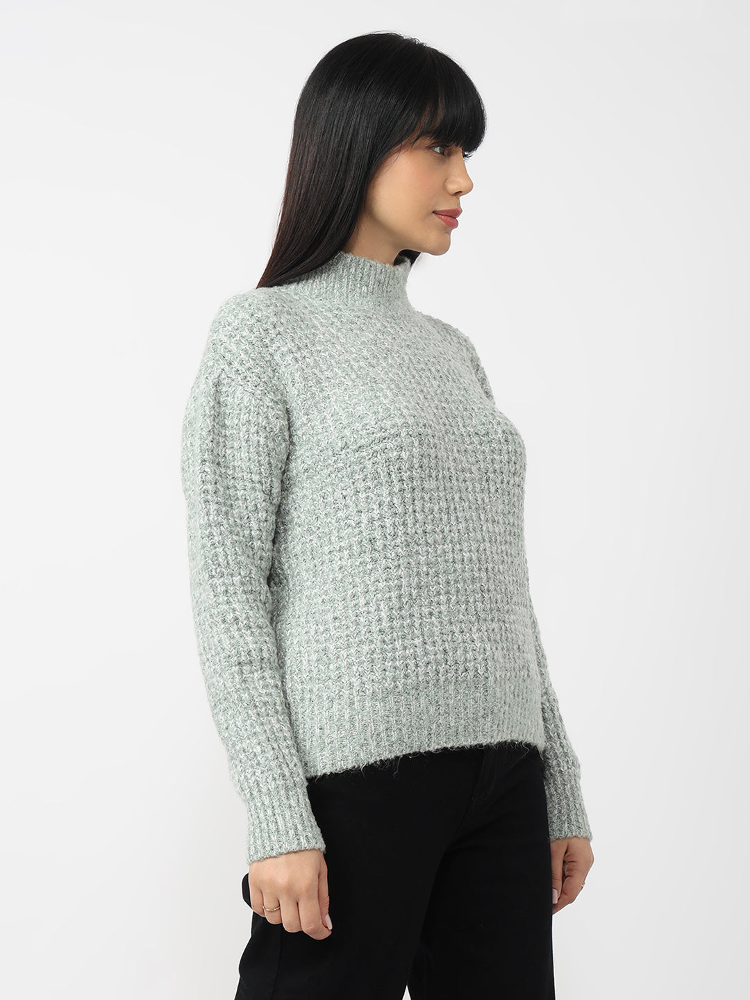 Women Mint Slim Fit Sweater