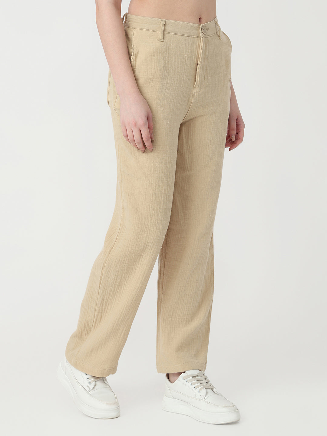 Women Oatmilk Straight Korean Pants