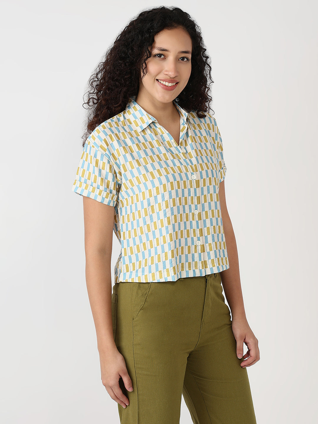 Women Multi Slim Crop Shirt