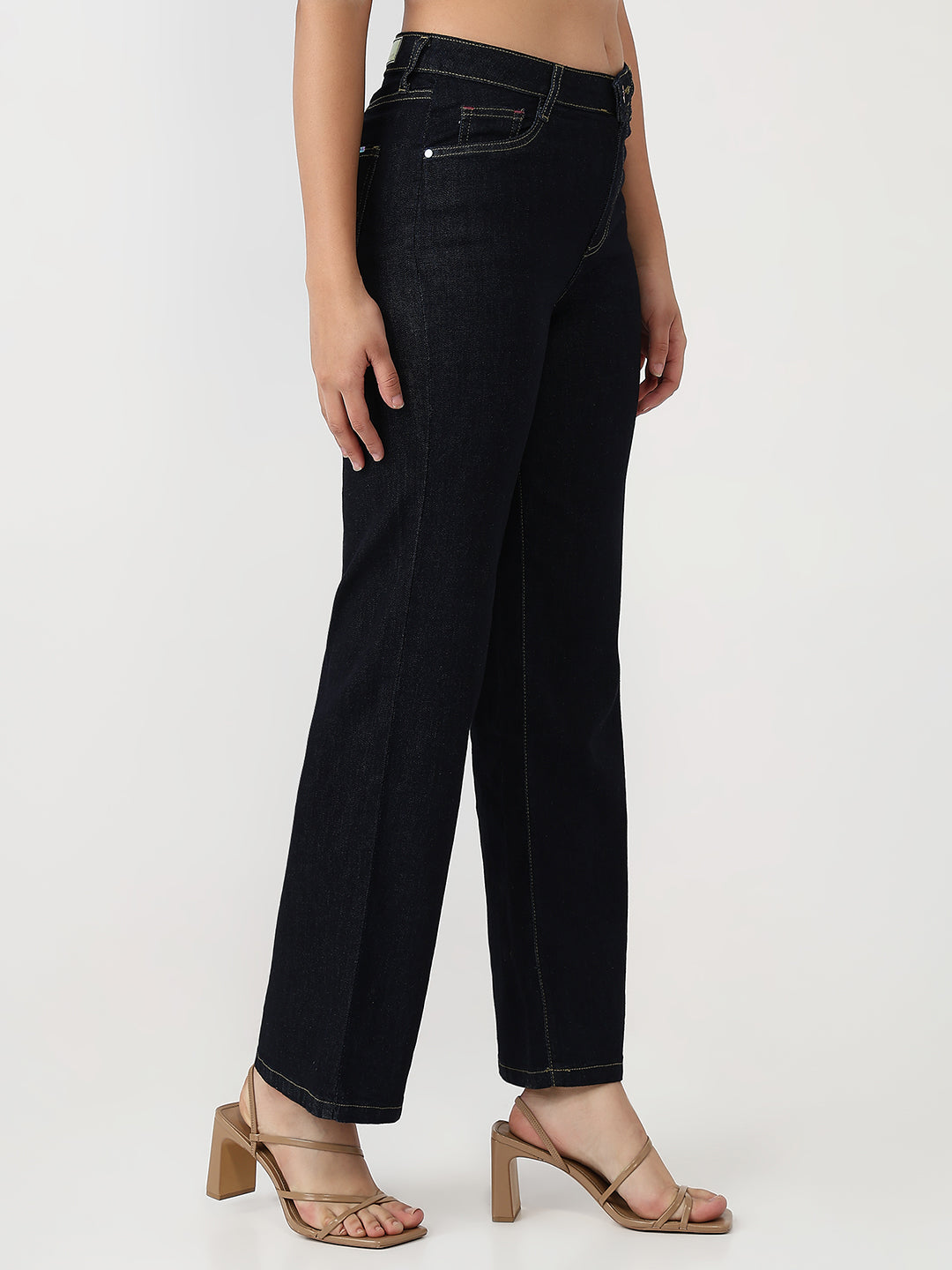 Women Blue High-Rise Straight Jeans