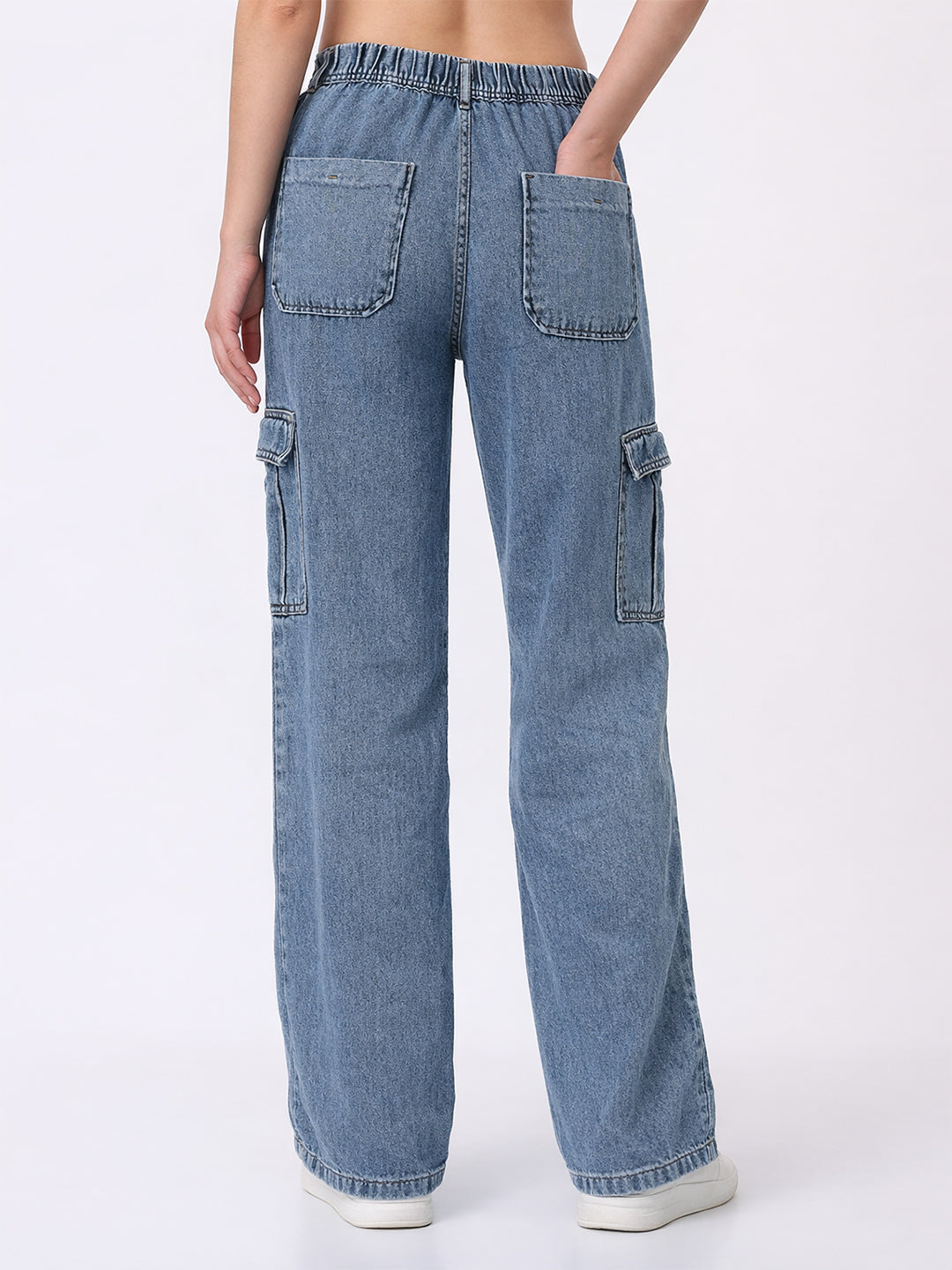 Women Blue Mid-Rise Cargo