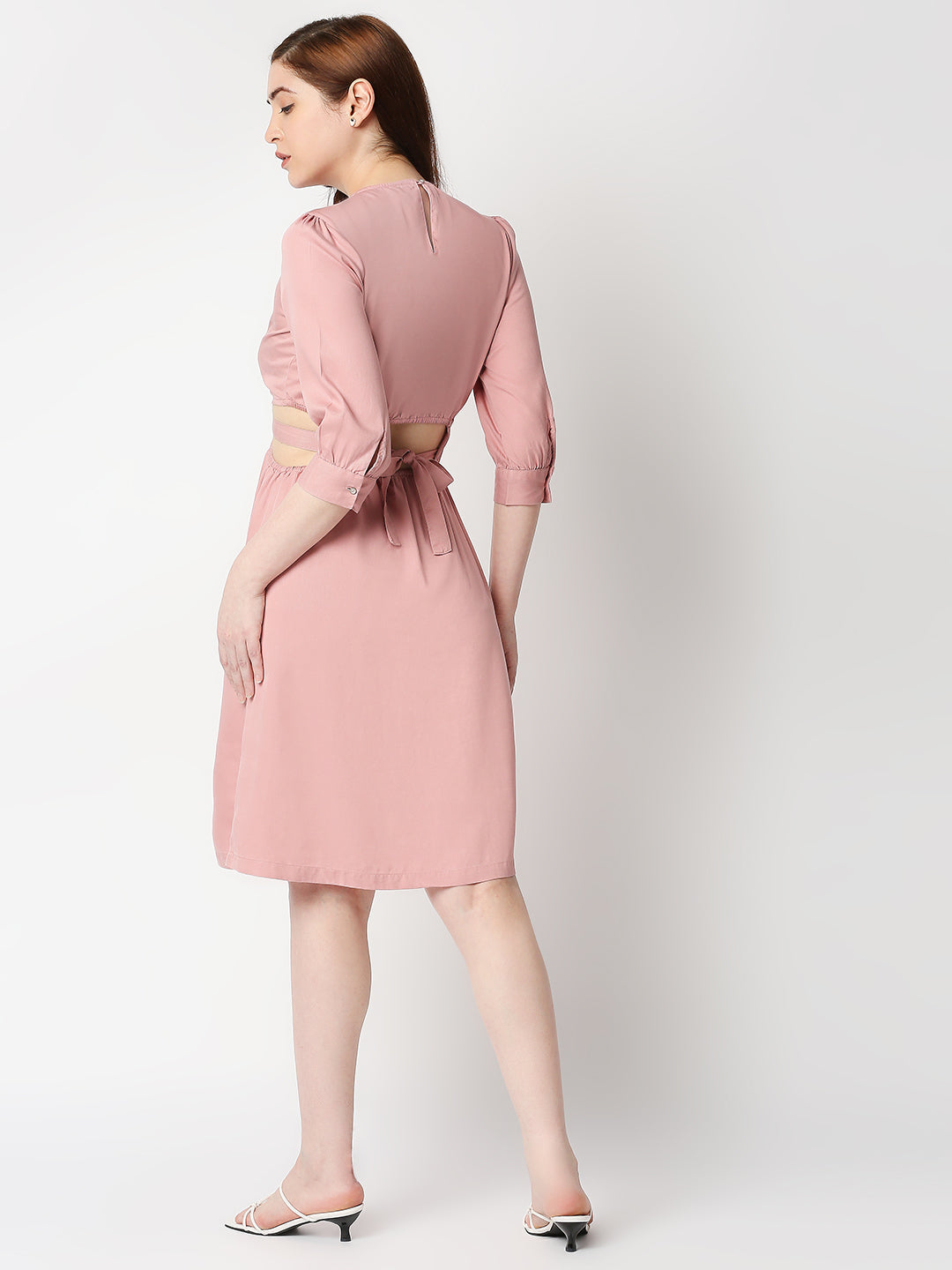 Women Blush Pink Solid Dress