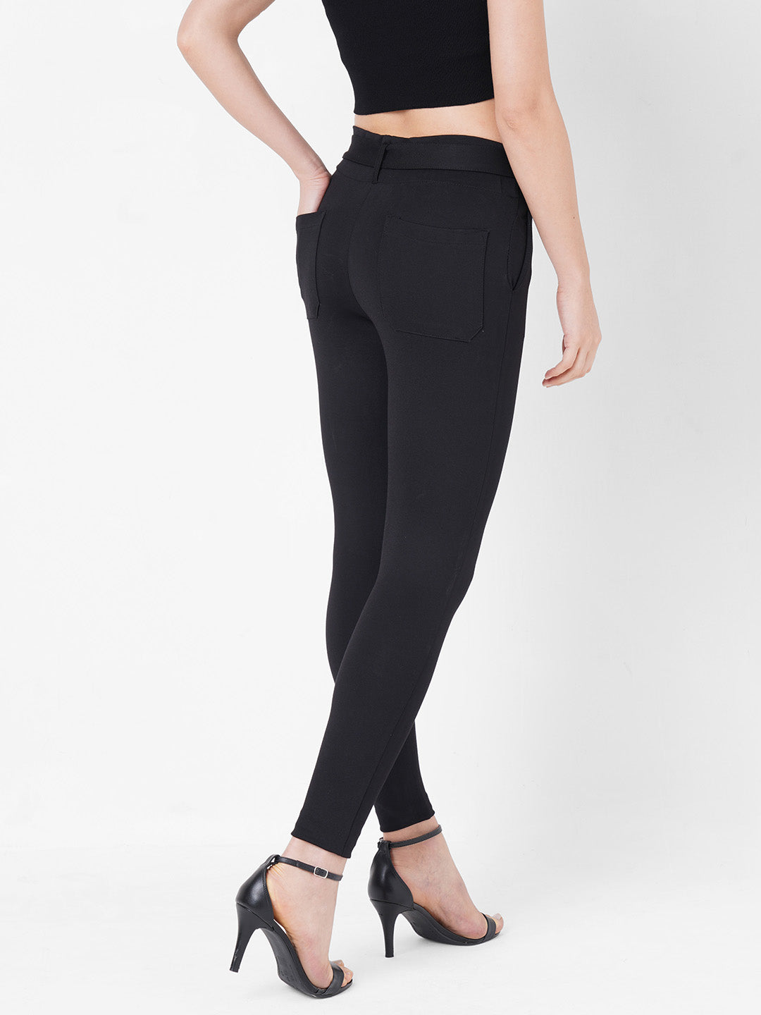 Women Black High-Rise Treggings