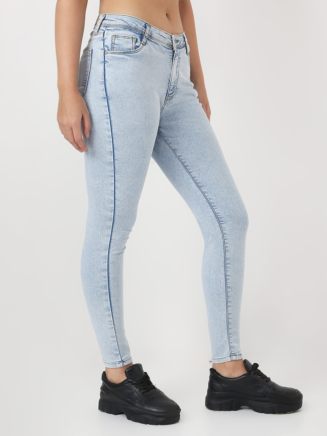 Women Light Blue High-Rise Skinny Jeans