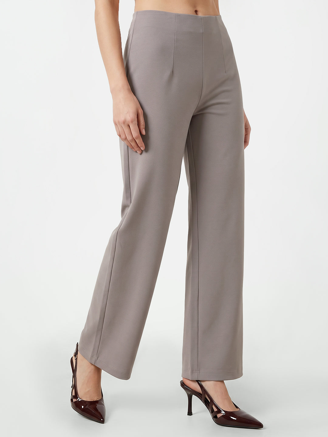 Women Light Grey Wide Leg Treggings