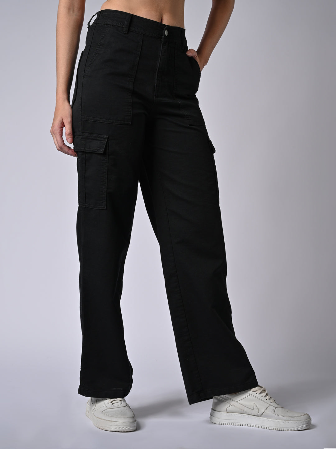 Women High-Rise Loose Straight Fit Cargo
