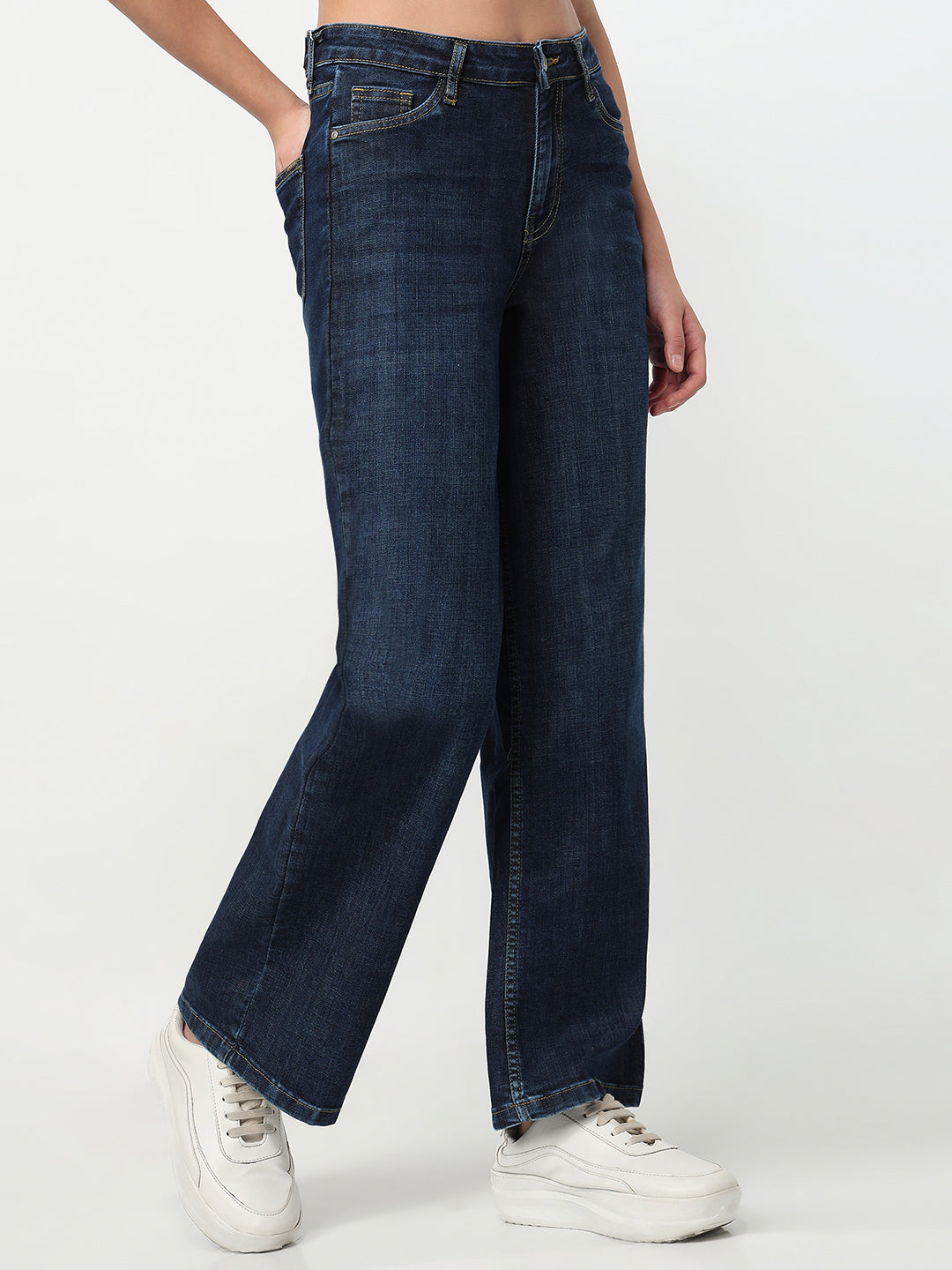 Women Blue High-Rise Flare Jeans