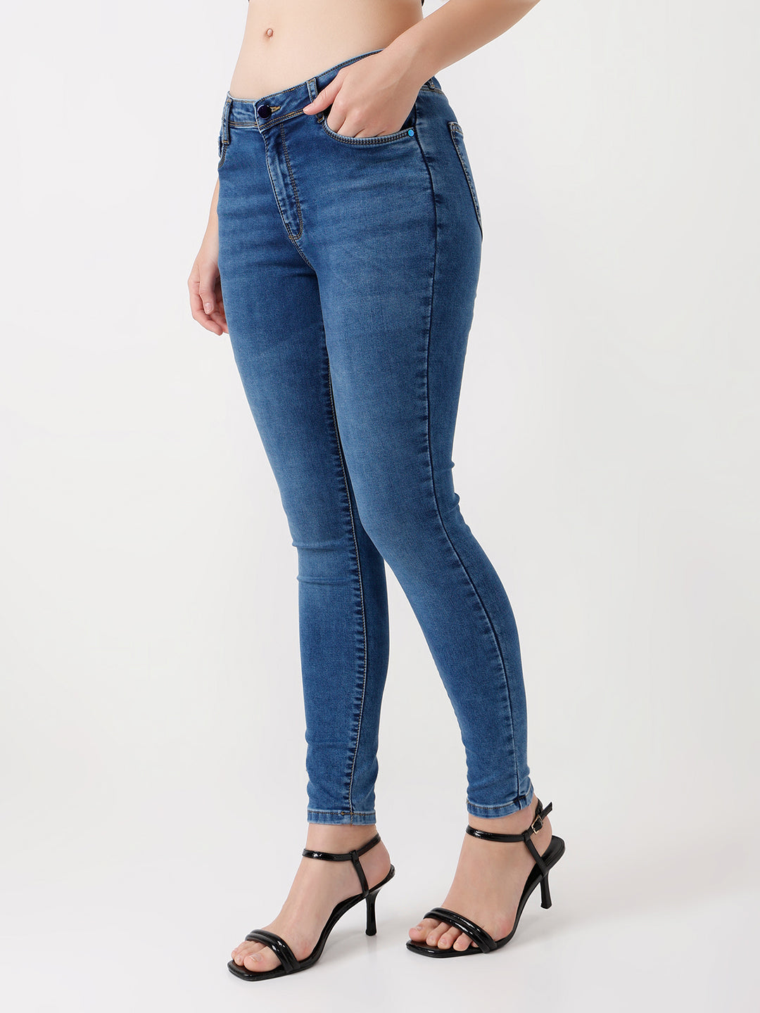 Women Blue High-Rise Skinny Jeans