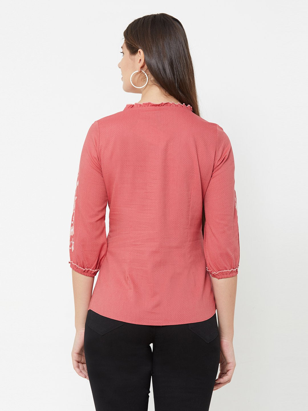 Women Berry Embroidery Top