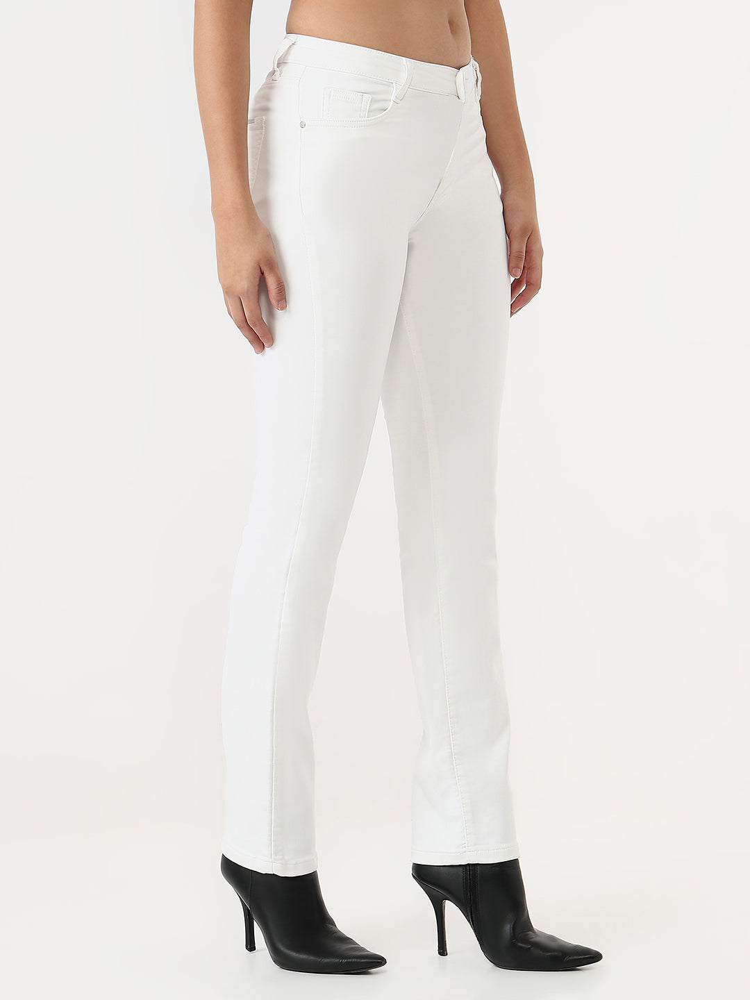 Women White High-Rise Slim Straight Fit Jeans