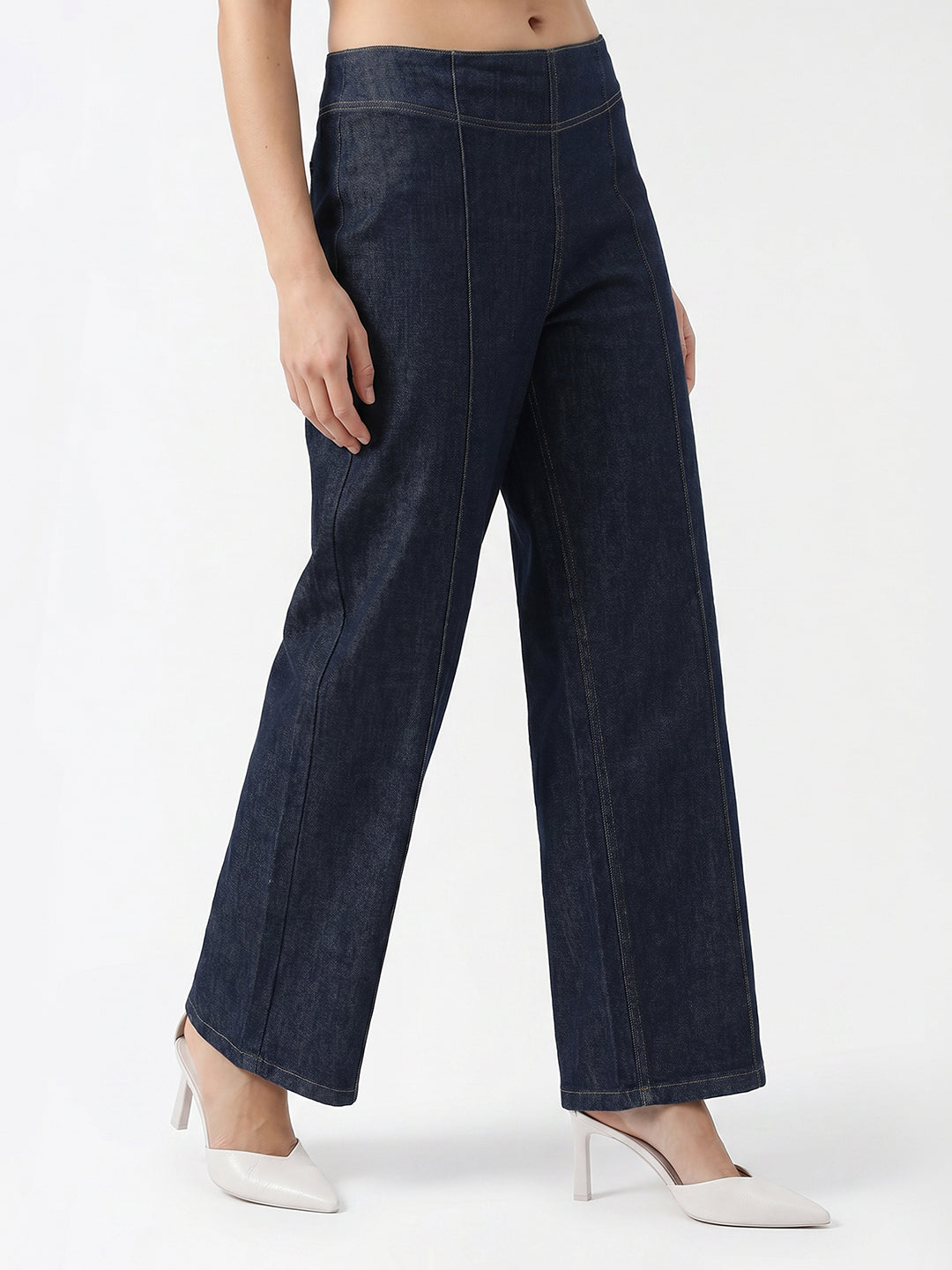 Dark Blue High-Rise Wide Leg Jeans