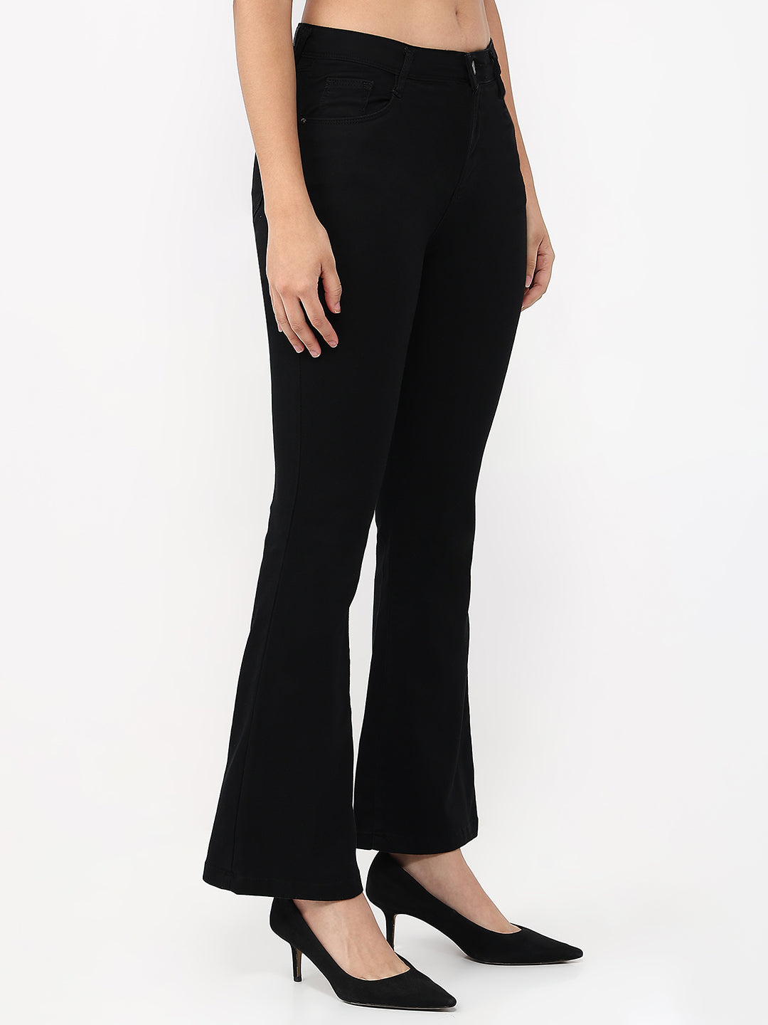 Women Black High-Rise Flare Jeans