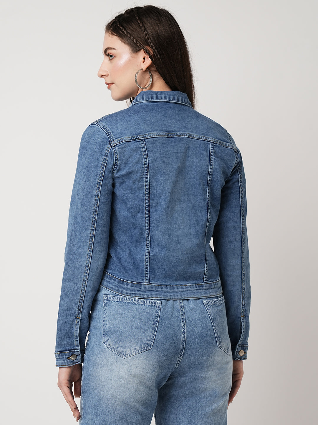 Women Blue Slim Fit Denim Jacket