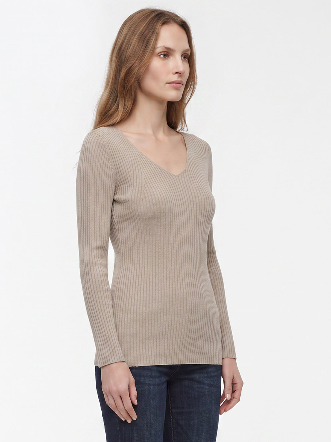 Women Champagne Flat Knit