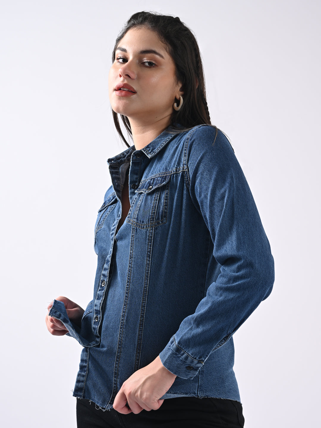 Women Solid Denim Jacket