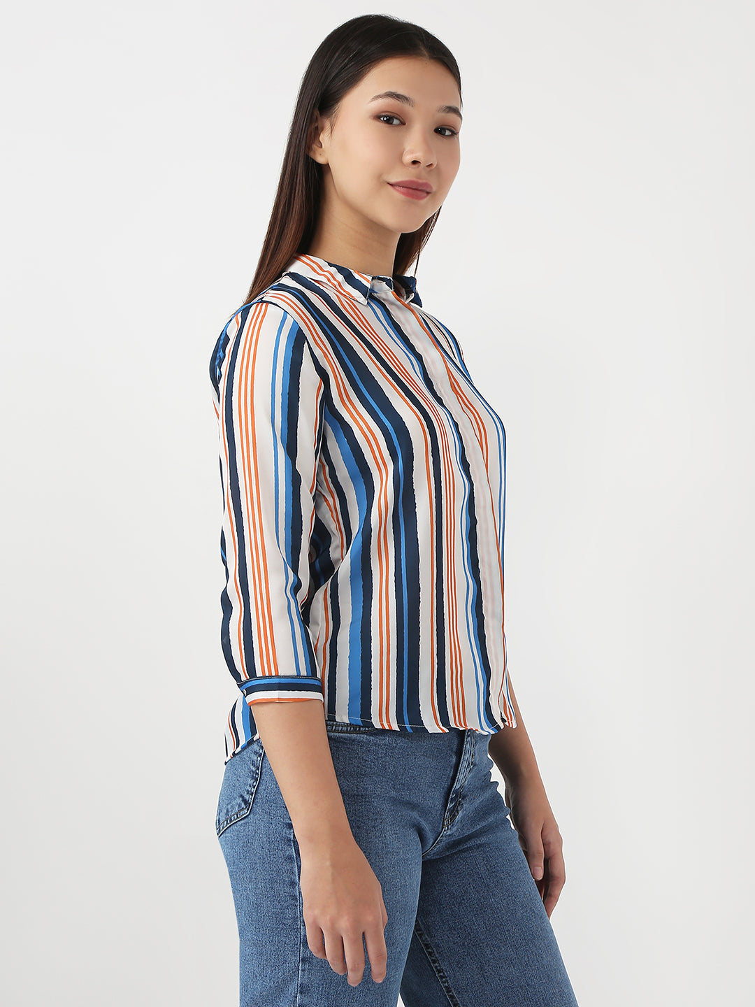 Women Multi Slim Stripe Shirt
