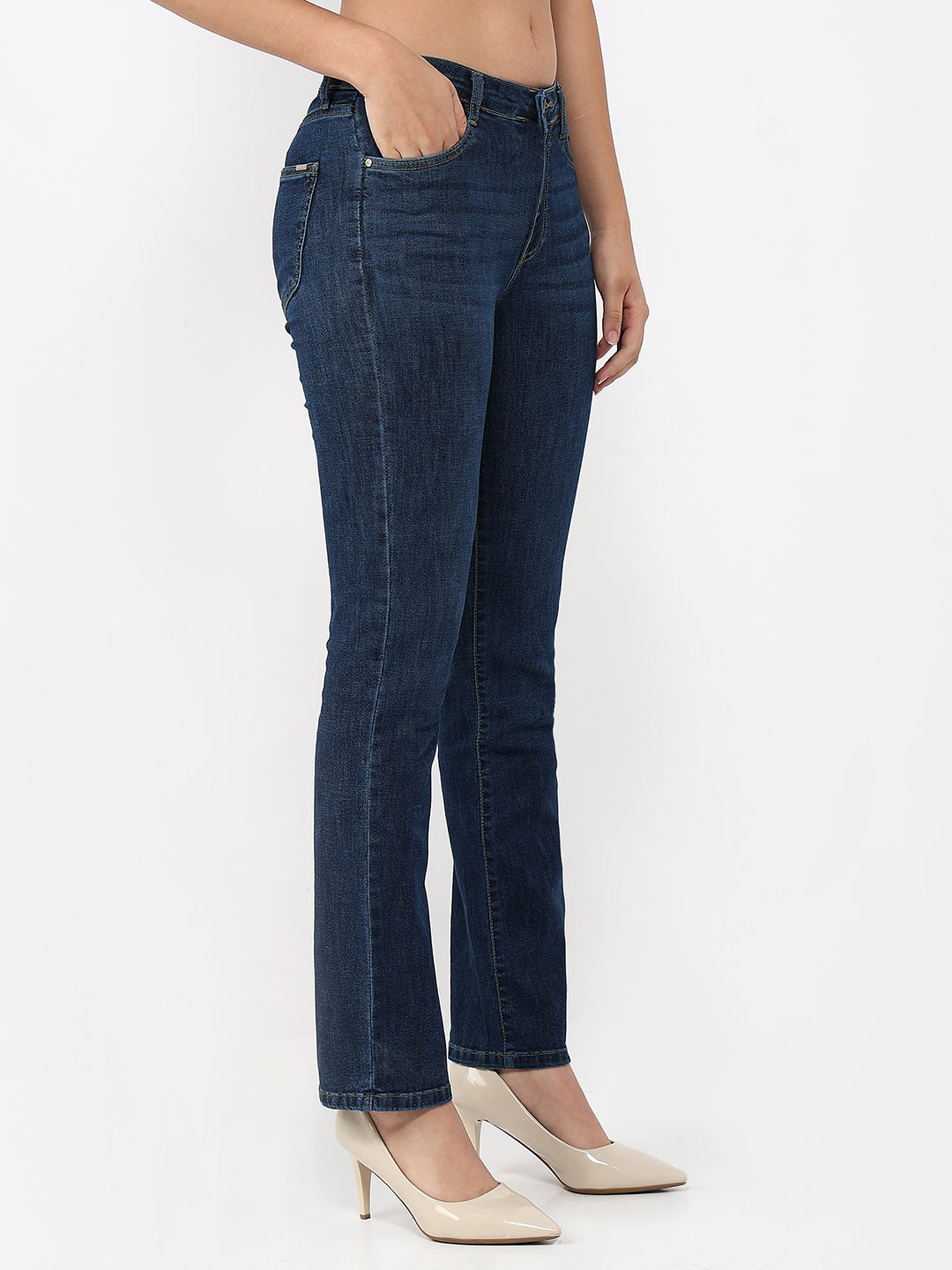 Women Dark Blue Slim Straight Fit Jeans