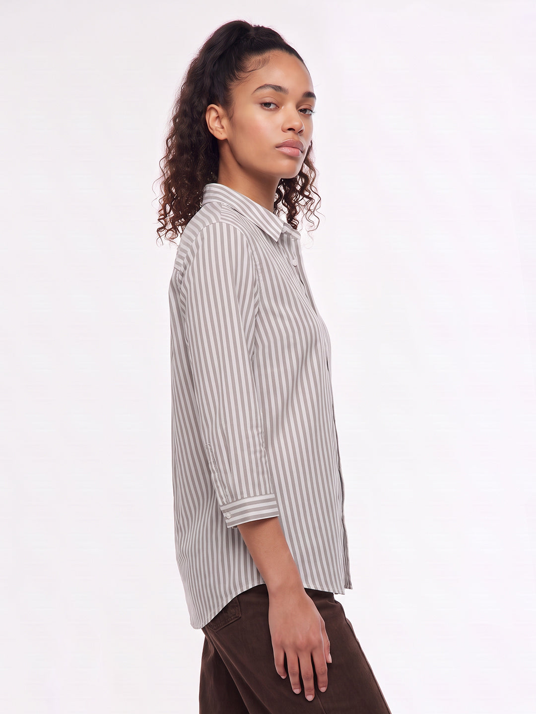 Brown/White Stripe Shirt