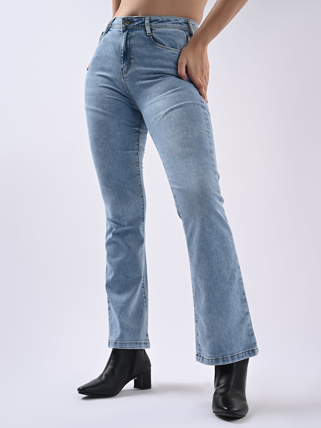 Women Blue High-Rise Flare Jeans
