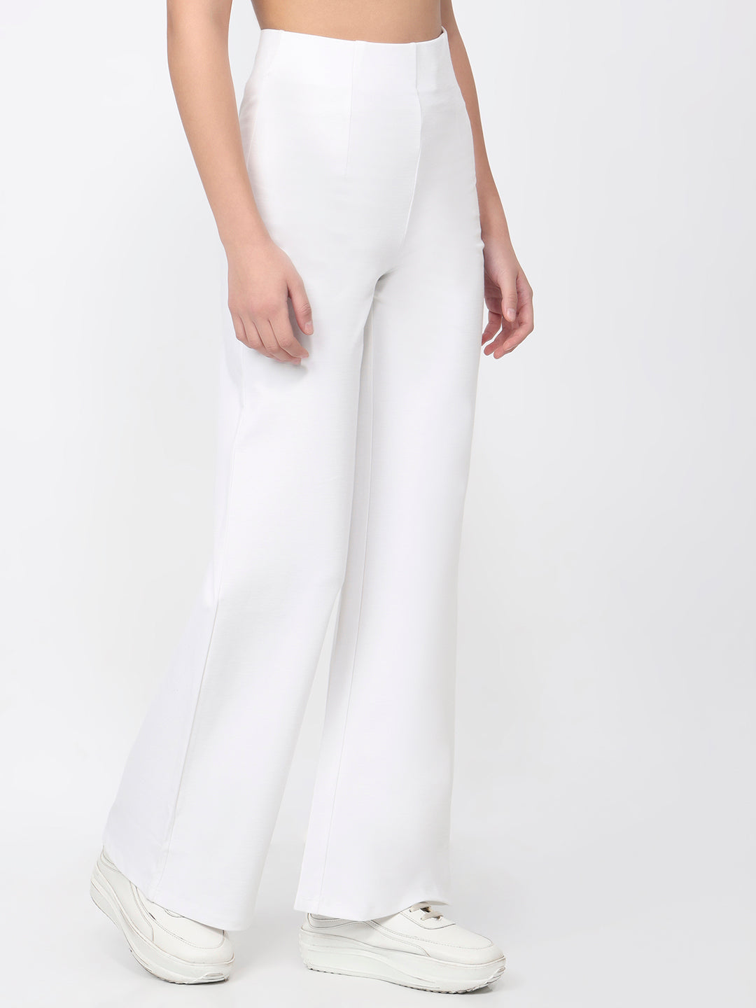 Women White Super Wide Leg Treggings