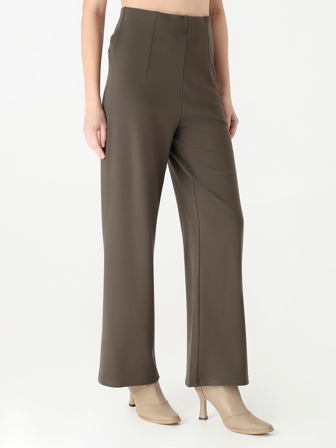 Women Olive High-Rise Treggings
