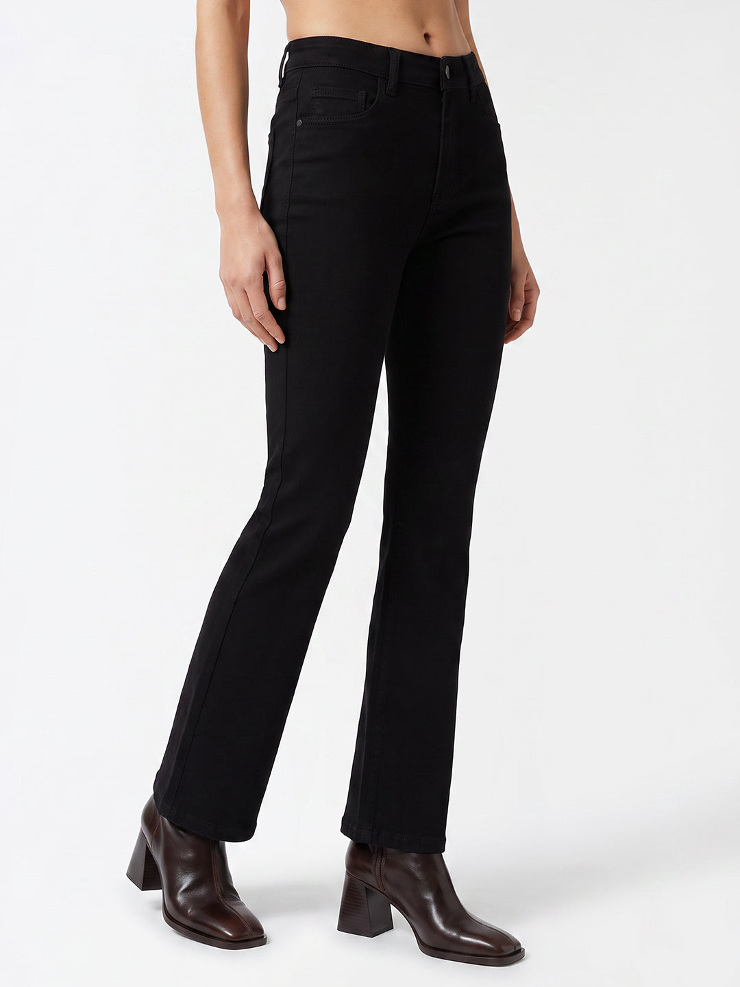 Women Black High-Rise Slim Straight Fit Jeans