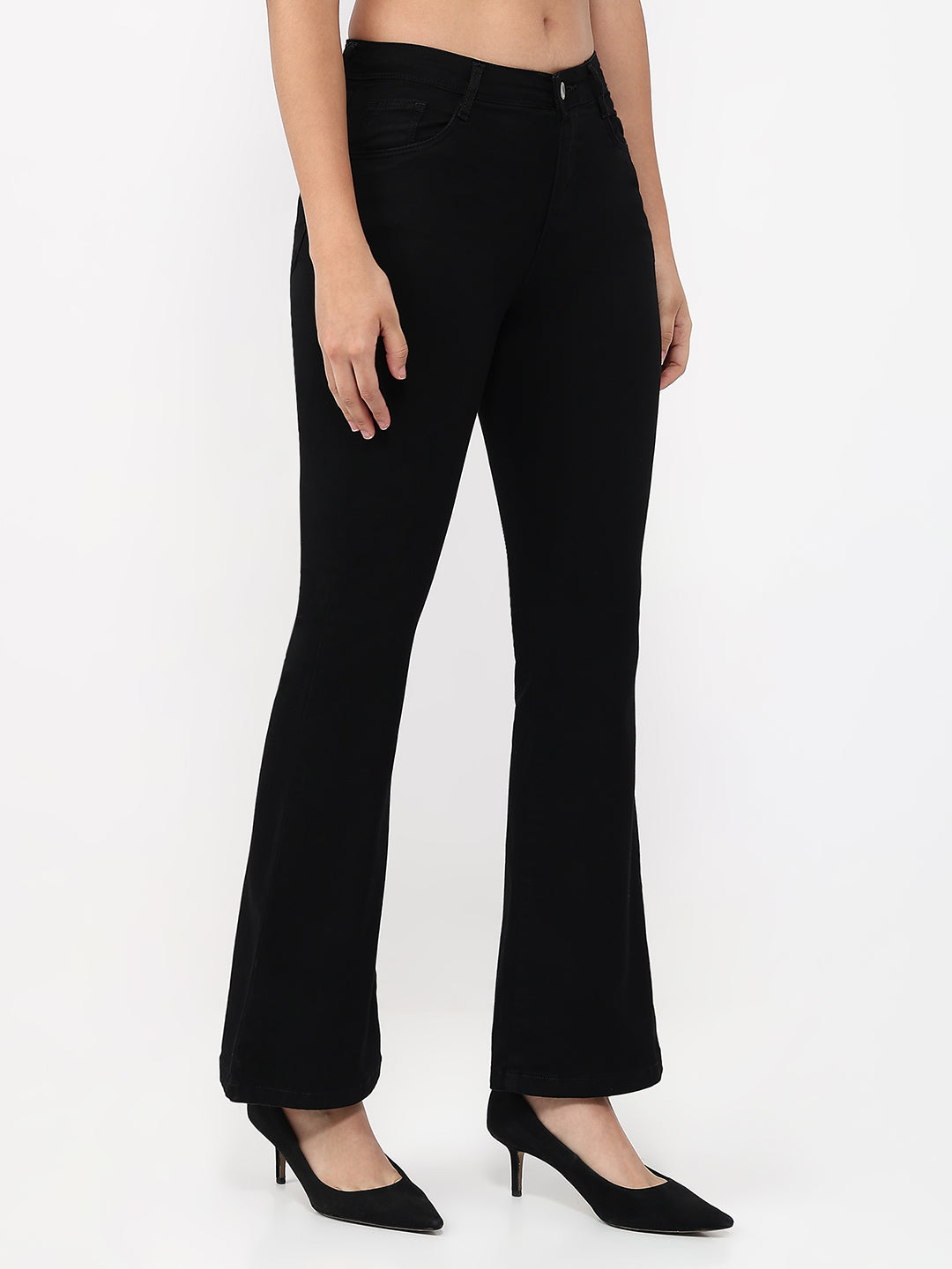 Women Solid High-Rise Flare Jeans