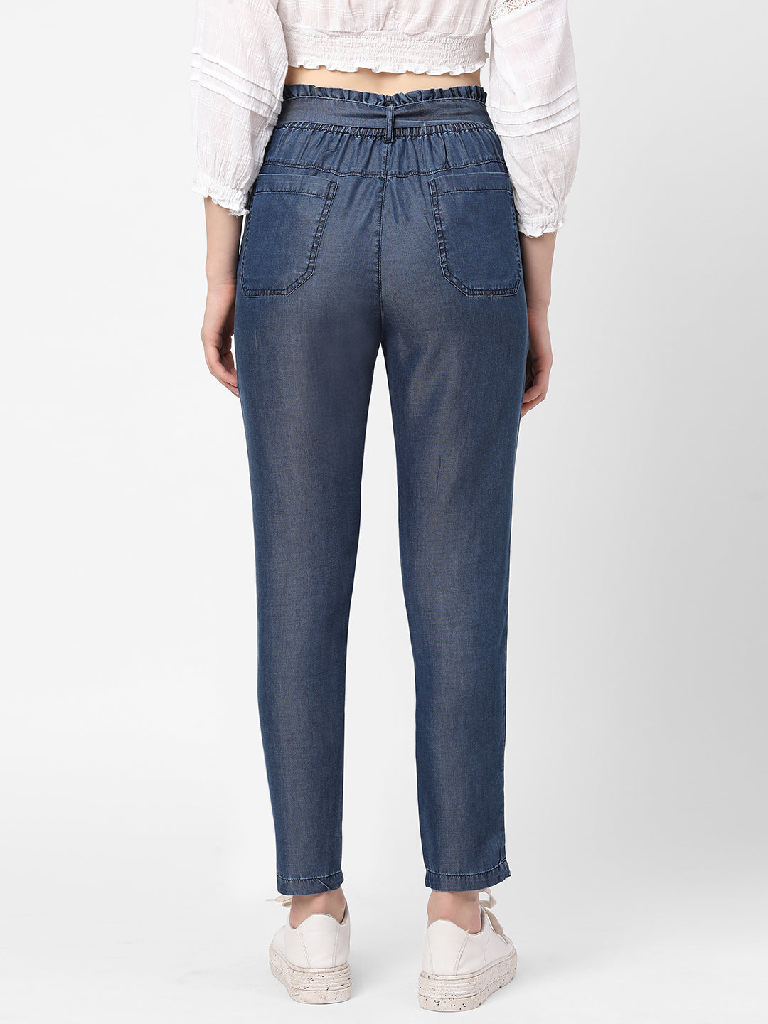 Women High-Rise Comfort Paper Bag Pants