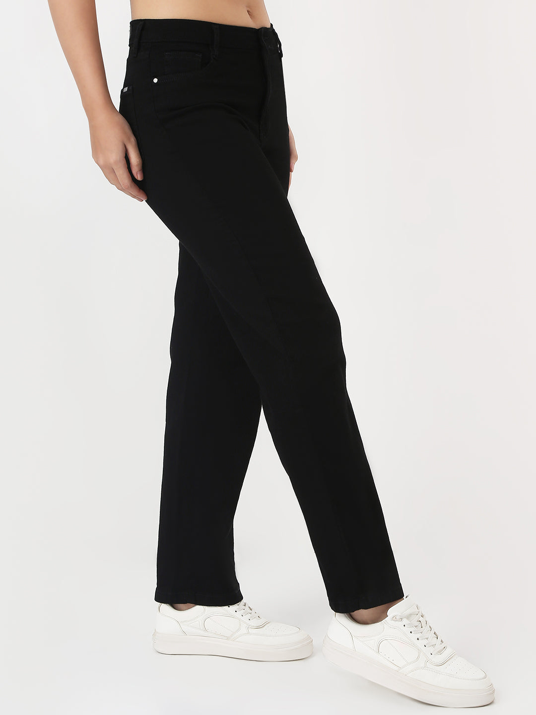 Women Black High-Rise Straight Jeans