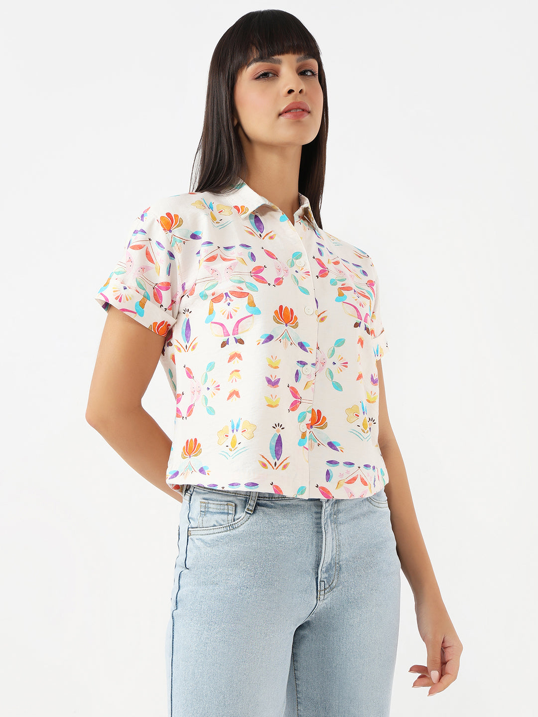 Women Multi Slim Crop Shirt