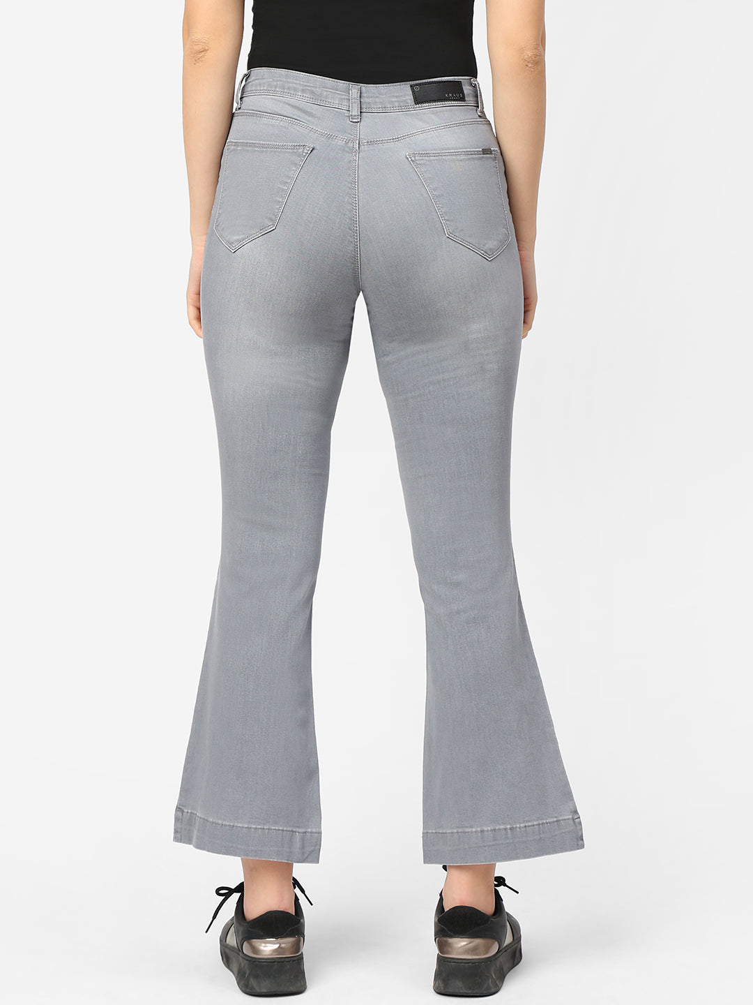 Women Grey High-Rise Flare Jeans