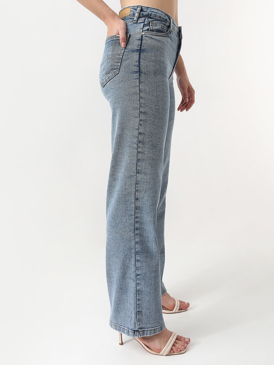 Women Blue High-Rise Wide Leg Jeans