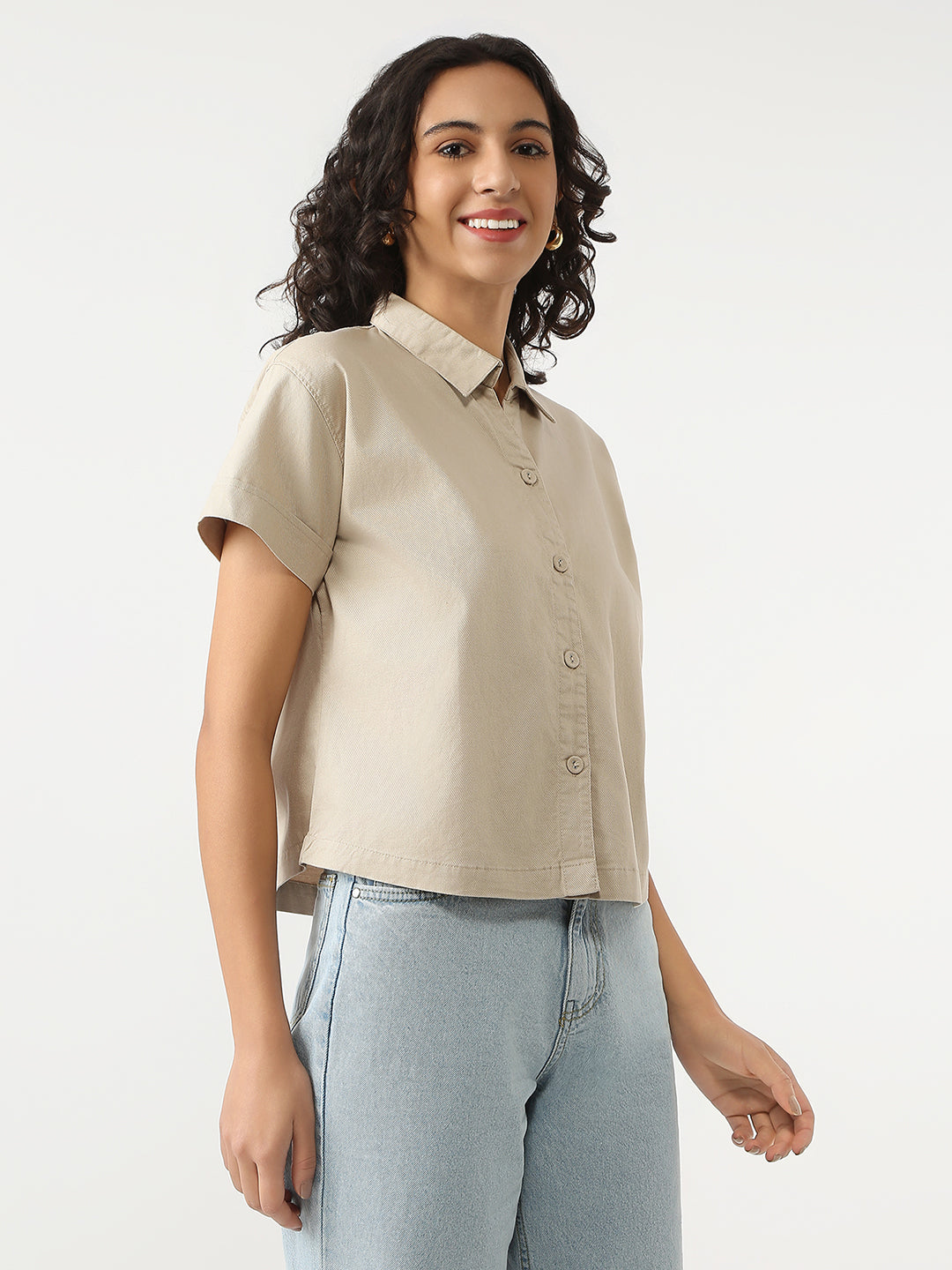 Women Oatmilk Crop Shirt
