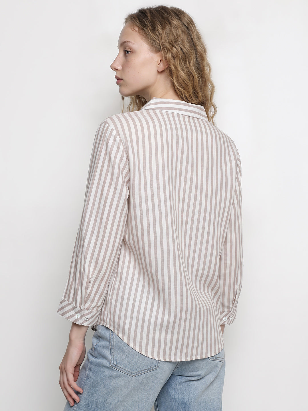 Beige/White Stripe Shirt