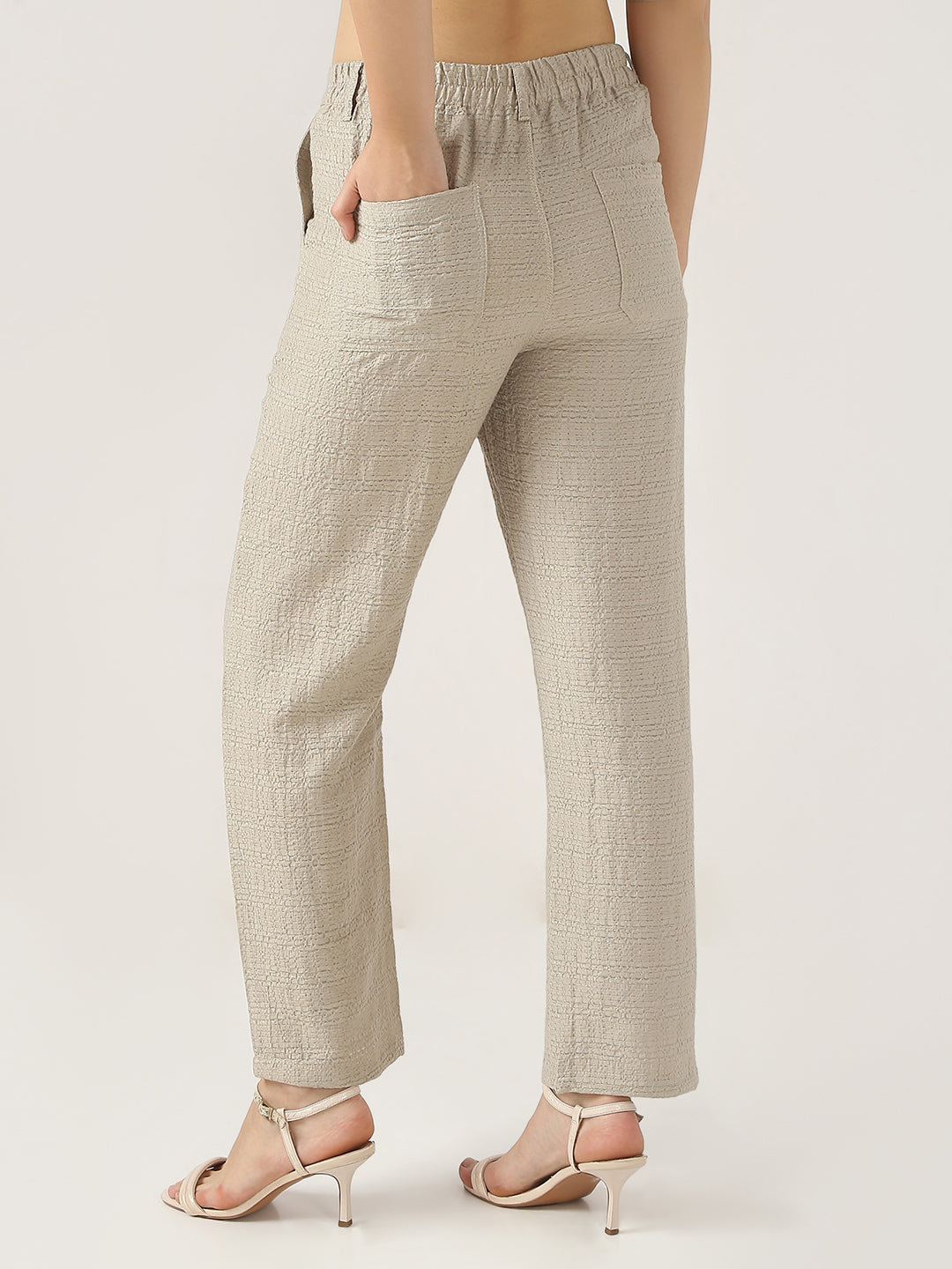 Women Pumice Stone Loose Straight Fit Korean Pants