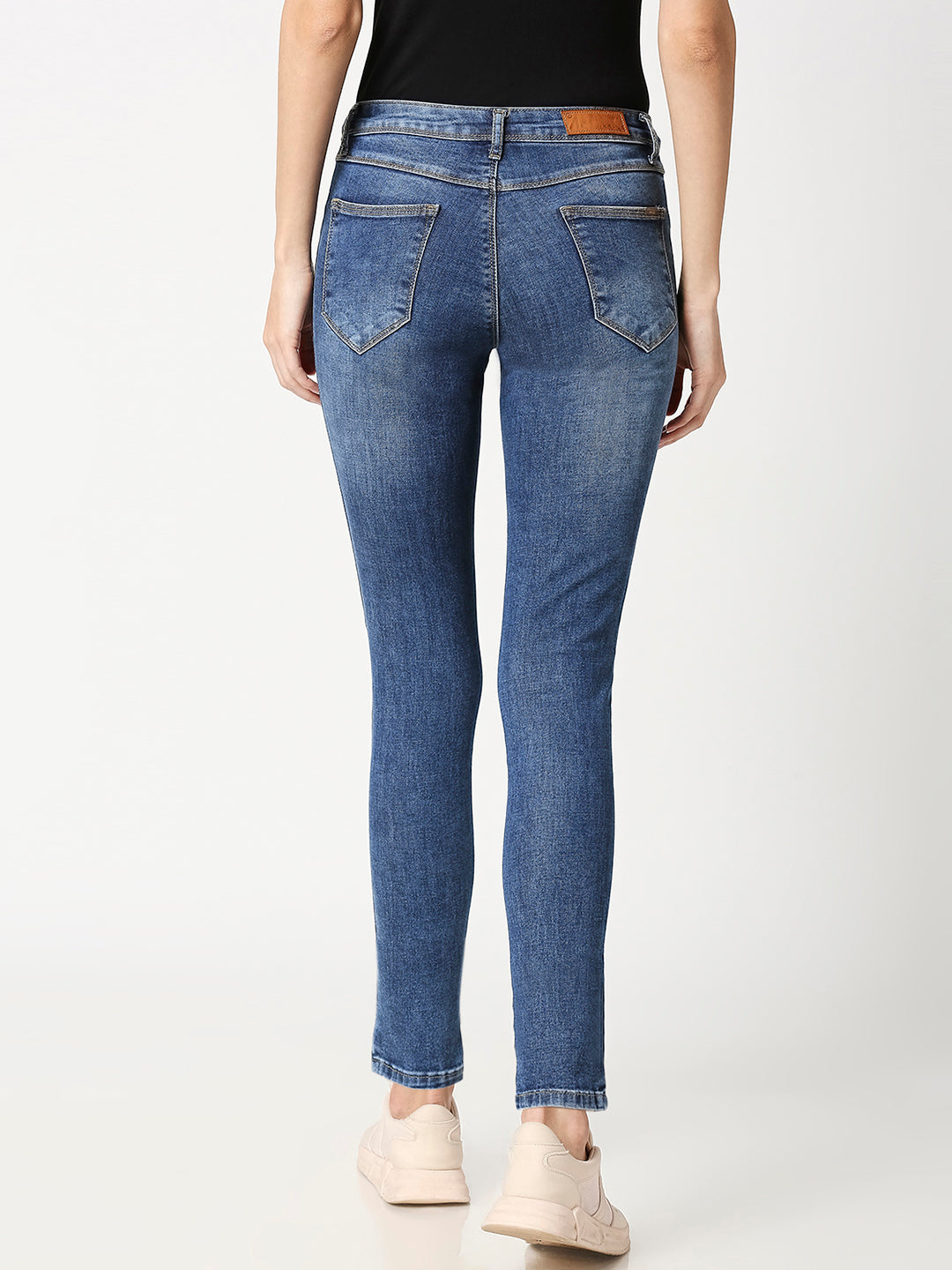 Women Blue Mid-Rise Skinny Crop Jeans