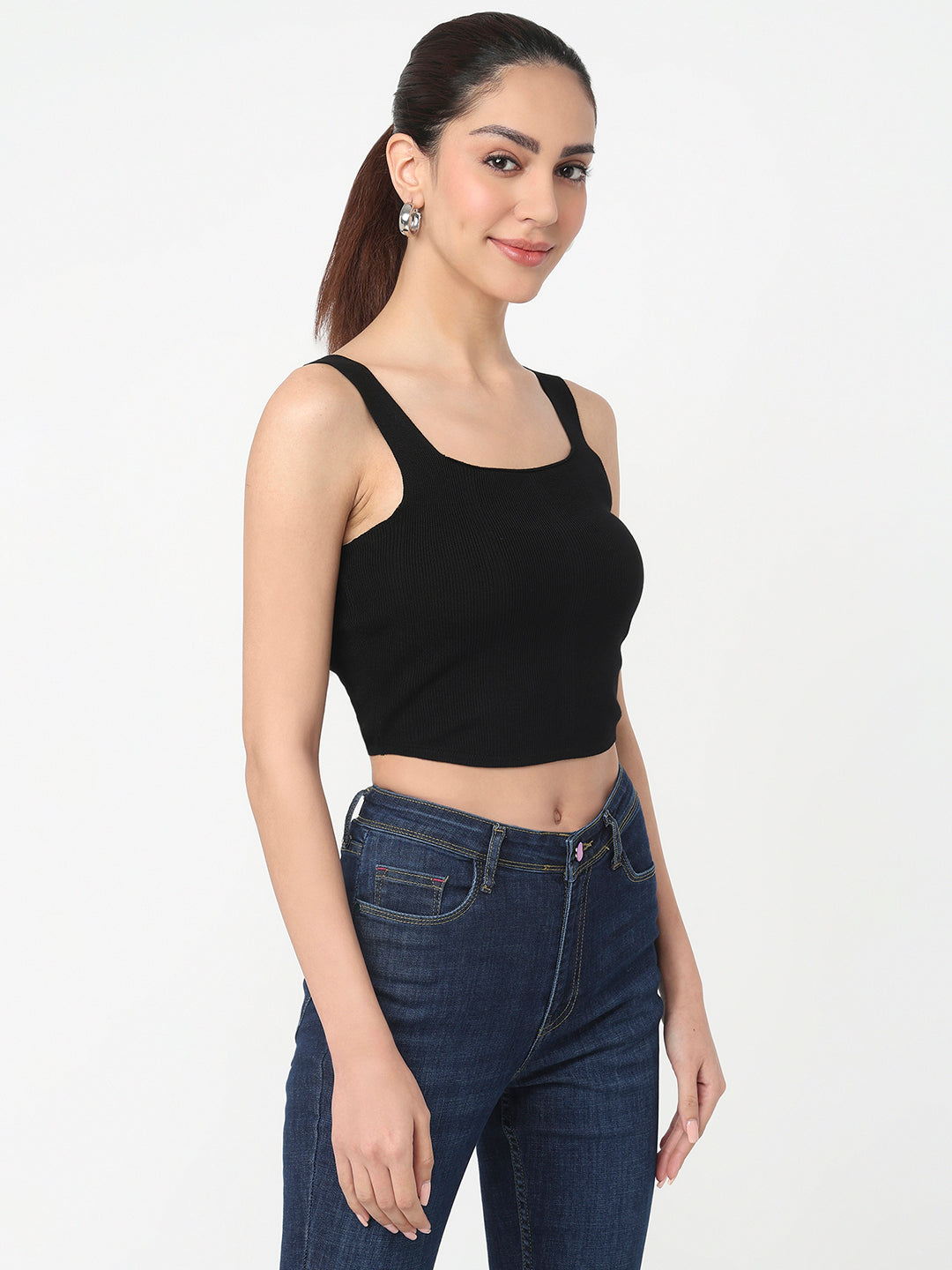 Women Off White Slim Cami Top