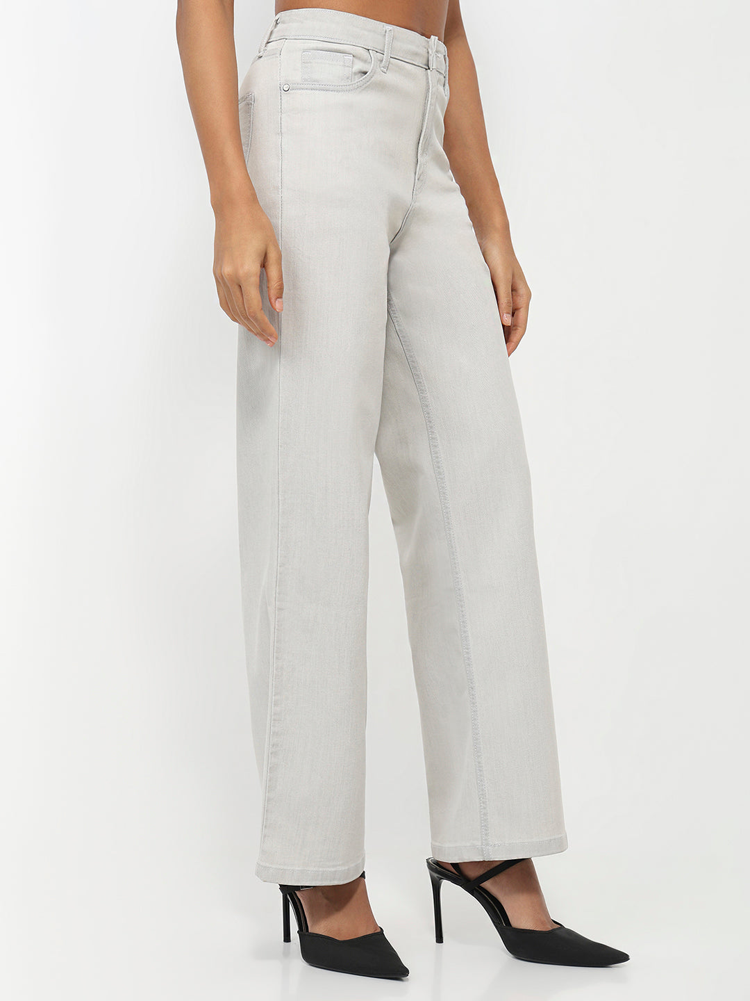 Women White High-Rise Wide Leg Jeans