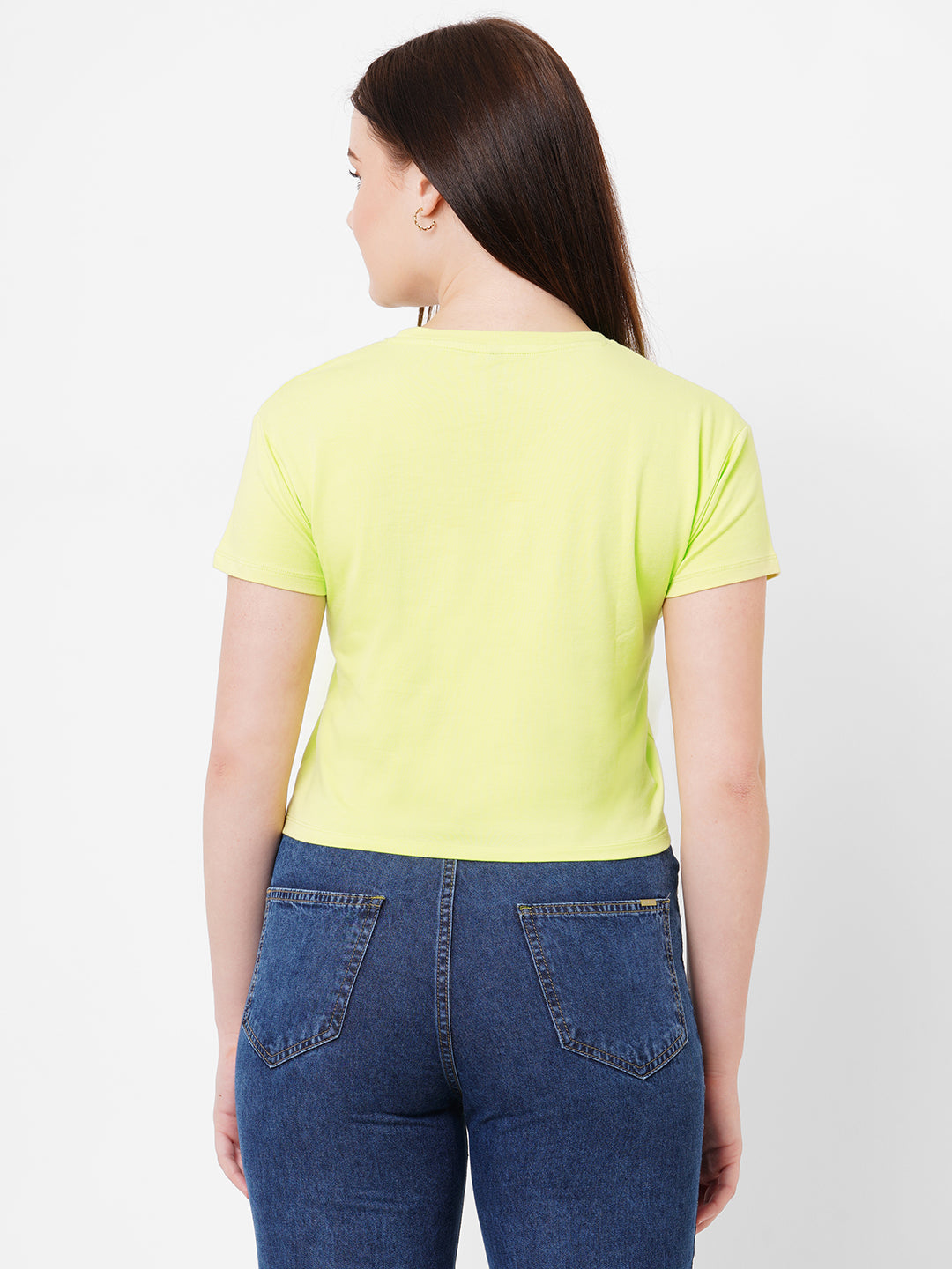 Women Typographic Print Slim Fit Crop T-Shirt