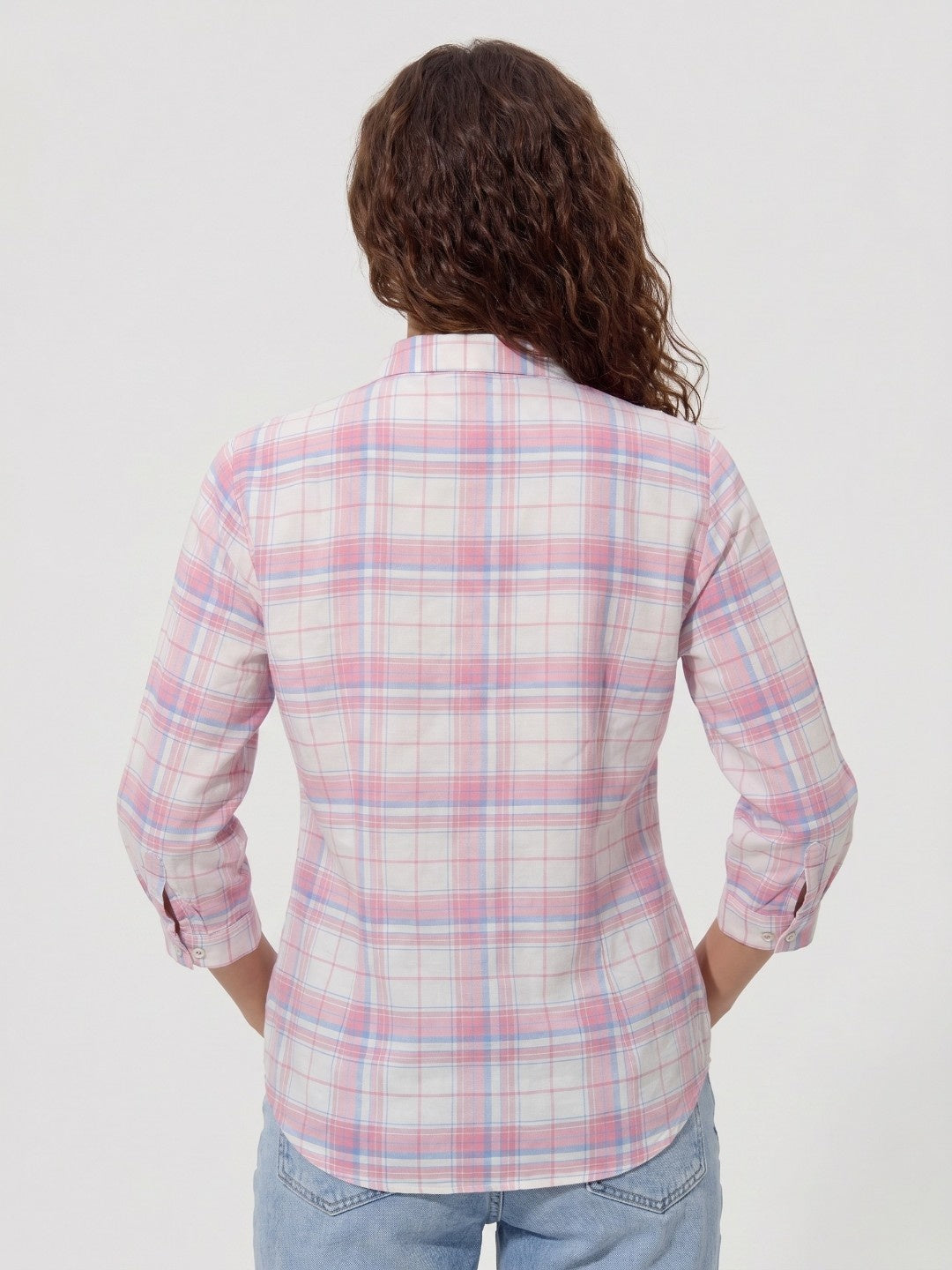 Women Pink/White Checked Shirt