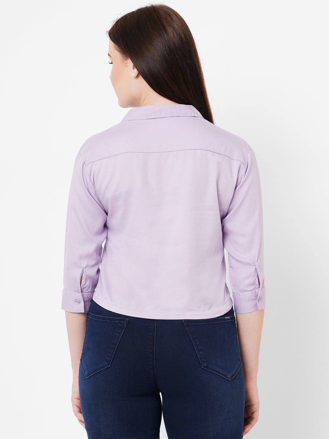 Women Lilac Crop Shirt