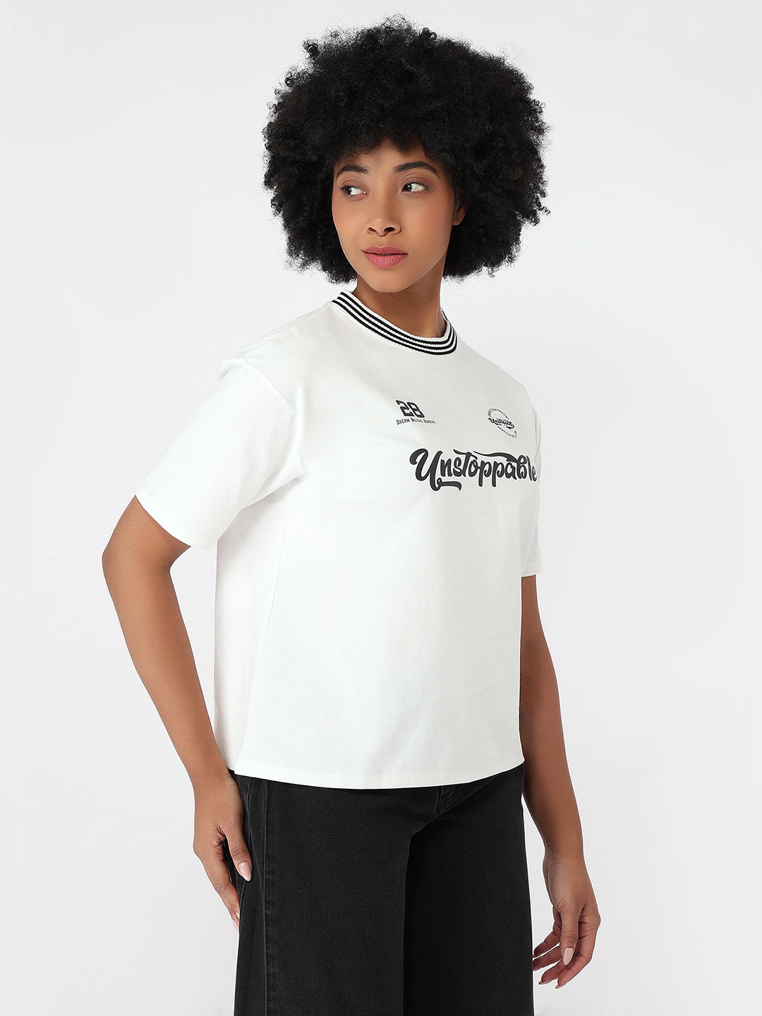 Women White Slim Fit Oversized T-Shirt