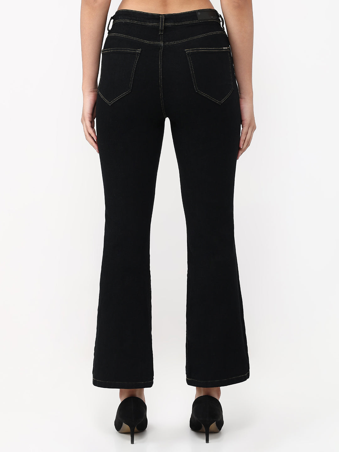 Women Black High-Rise Wide Leg Jeans