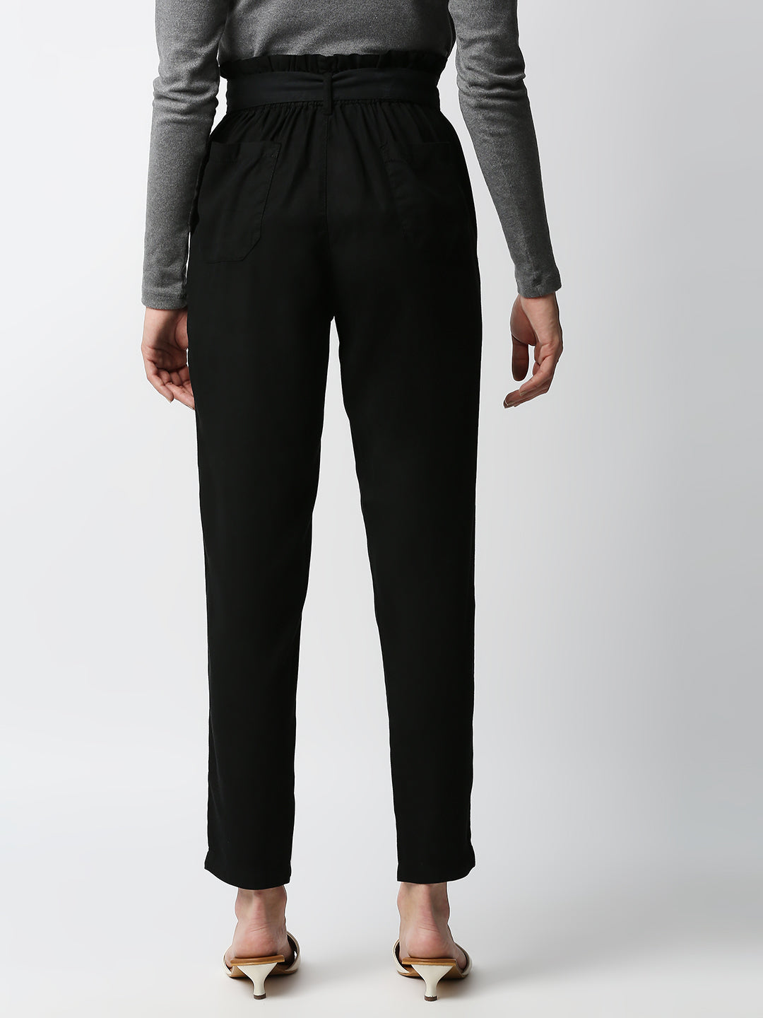 Women High-Rise Comfort Paper Bag Pants