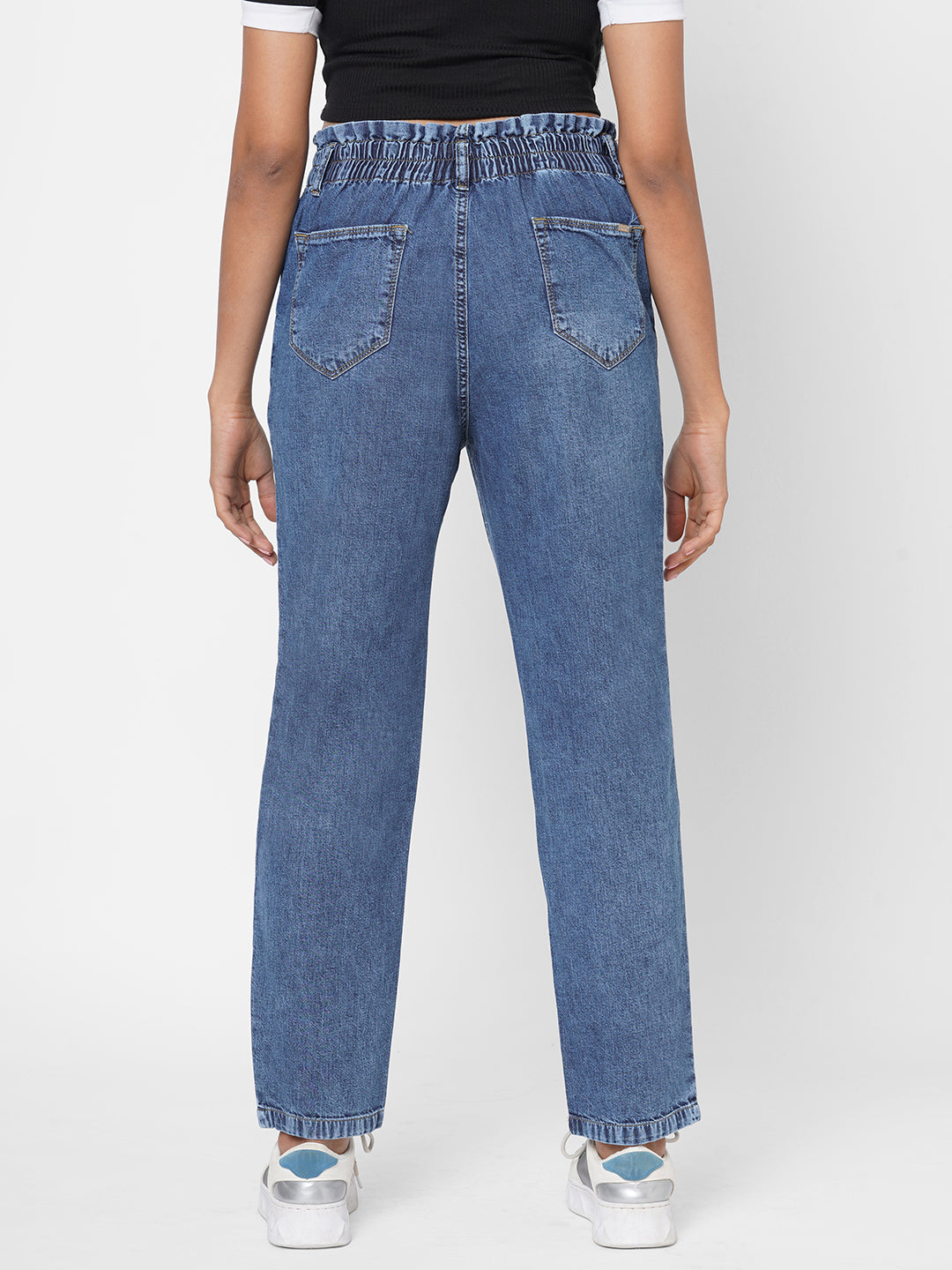 Women Blue High-Rise Baggy Jeans
