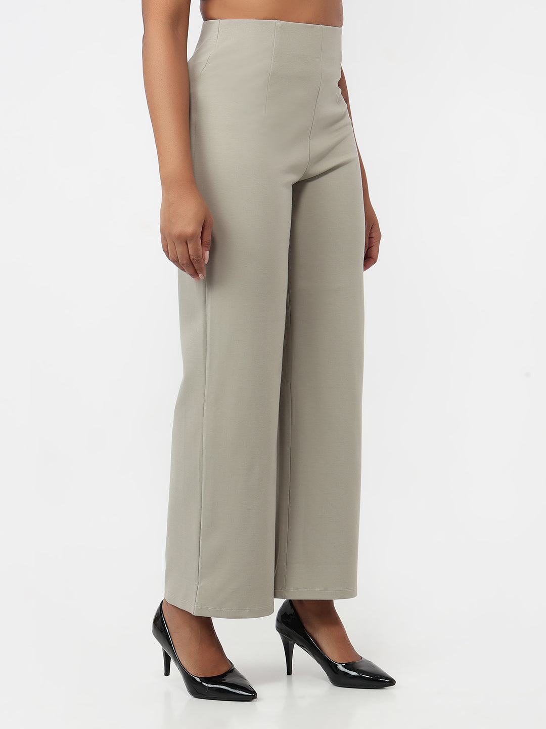 Women Light Olive Wide Leg Treggings