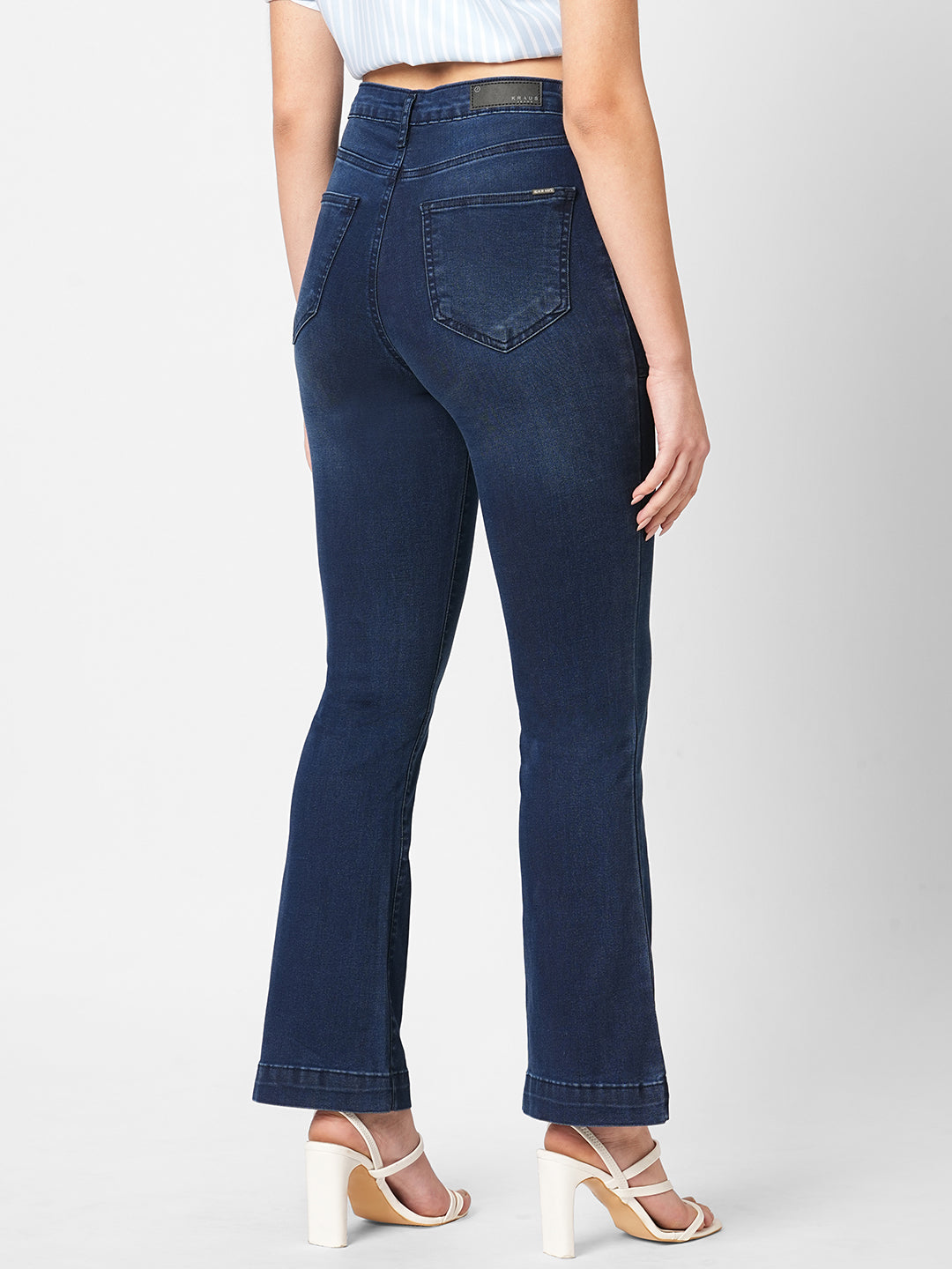 Women Dark Blue High-Rise Flare Jeans